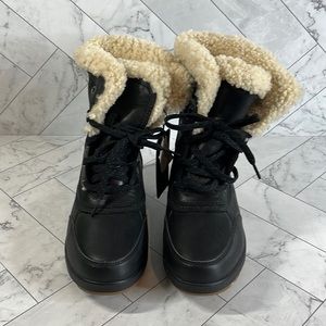 Sorel Womens Tivolia Lambskin Parc Lace Up Waterproof Boots Black 7